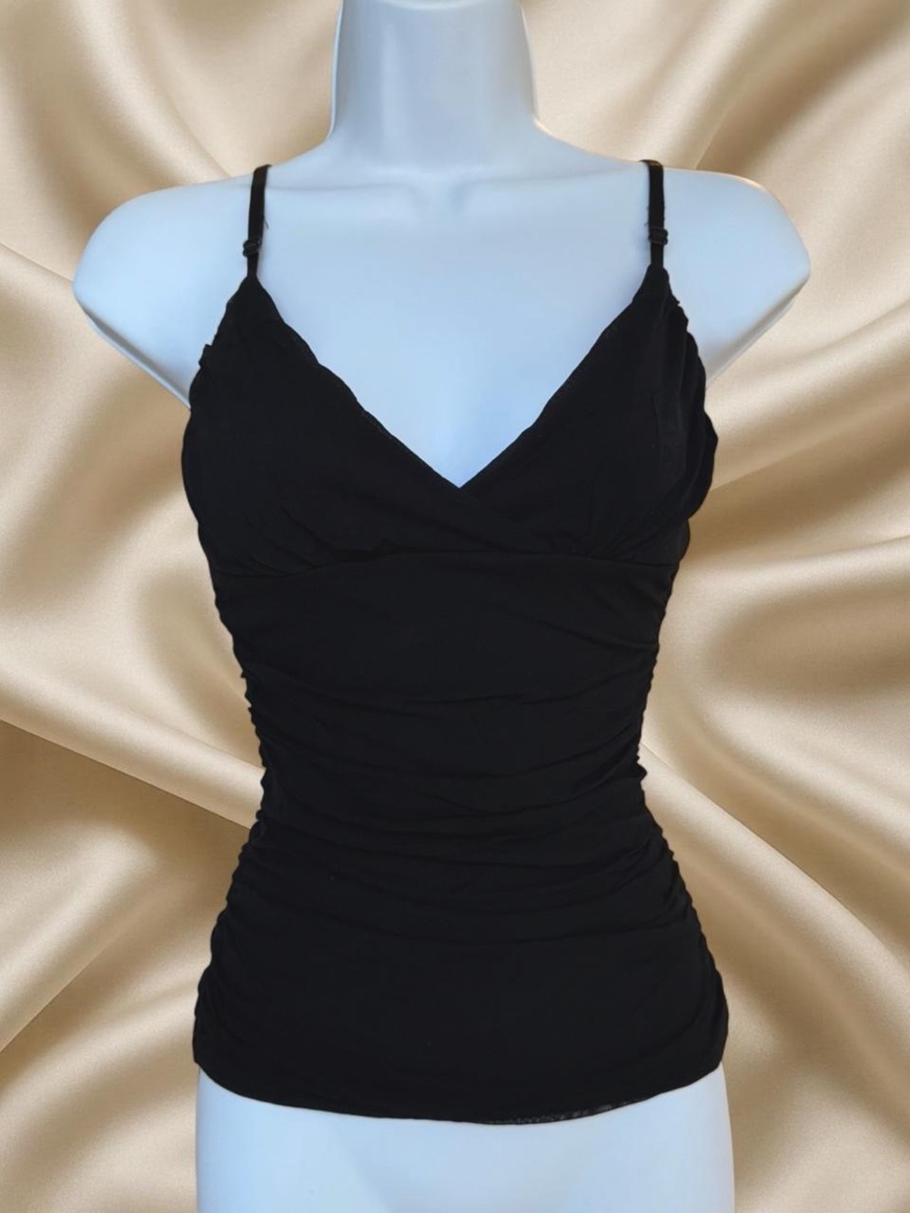 Forever 21 Black Ruched V-Neck Tank Top